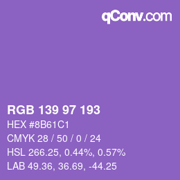 Color code: RGB 139 97 193 | qconv.com