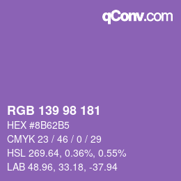 Color code: RGB 139 98 181 | qconv.com
