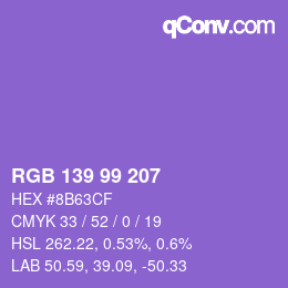 Color code: RGB 139 99 207 | qconv.com