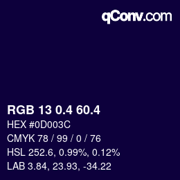 カラーコード: RGB 13 0.4 60.4 | qconv.com