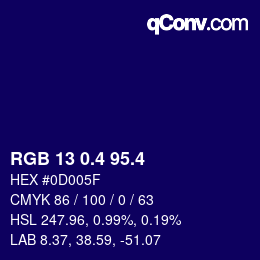 カラーコード: RGB 13 0.4 95.4 | qconv.com