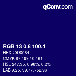カラーコード: RGB 13 0.8 100.4 | qconv.com