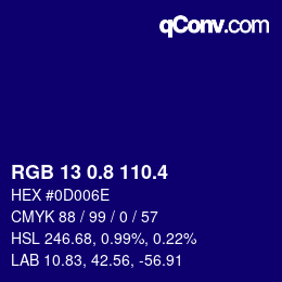 カラーコード: RGB 13 0.8 110.4 | qconv.com