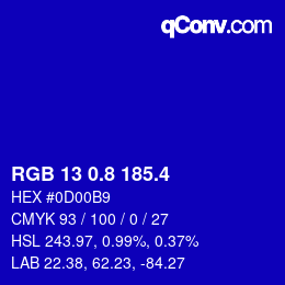 カラーコード: RGB 13 0.8 185.4 | qconv.com