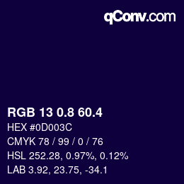 カラーコード: RGB 13 0.8 60.4 | qconv.com