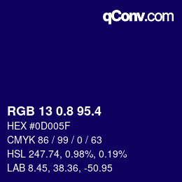 カラーコード: RGB 13 0.8 95.4 | qconv.com