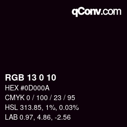 Color code: RGB 13 0 10 | qconv.com