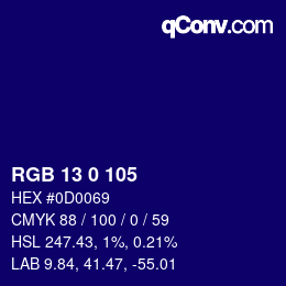 Color code: RGB 13 0 105 | qconv.com