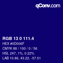 カラーコード: RGB 13 0 111.4 | qconv.com