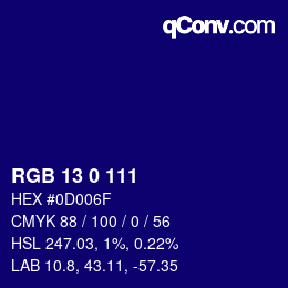 Color code: RGB 13 0 111 | qconv.com