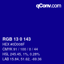 カラーコード: RGB 13 0 143 | qconv.com