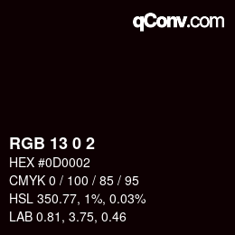 Color code: RGB 13 0 2 | qconv.com