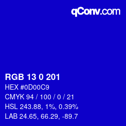 Color code: RGB 13 0 201 | qconv.com