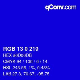 Code couleur: RGB 13 0 219 | qconv.com