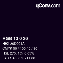 Color code: RGB 13 0 26 | qconv.com