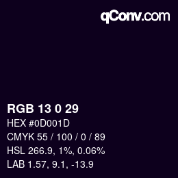 Color code: RGB 13 0 29 | qconv.com