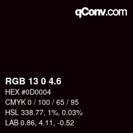 カラーコード: RGB 13 0 4.6 | qconv.com