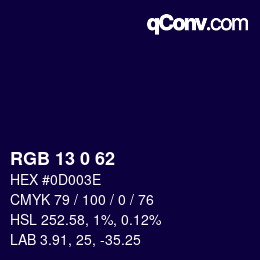 Color code: RGB 13 0 62 | qconv.com