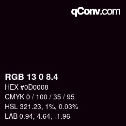 カラーコード: RGB 13 0 8.4 | qconv.com