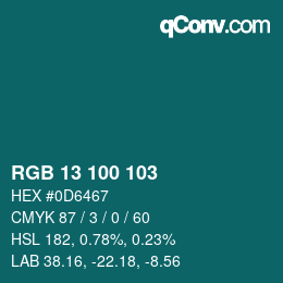 Color code: RGB 13 100 103 | qconv.com