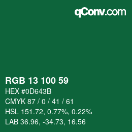 Color code: RGB 13 100 59 | qconv.com