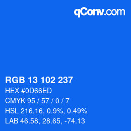 Color code: RGB 13 102 237 | qconv.com