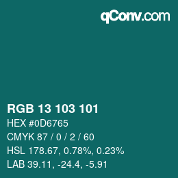 Color code: RGB 13 103 101 | qconv.com