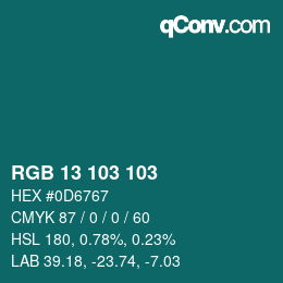 カラーコード: RGB 13 103 103 | qconv.com