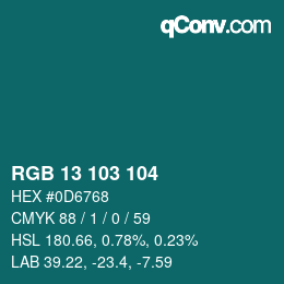 Color code: RGB 13 103 104 | qconv.com