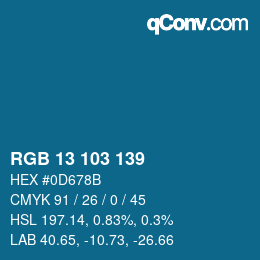 カラーコード: RGB 13 103 139 | qconv.com