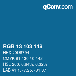 カラーコード: RGB 13 103 148 | qconv.com