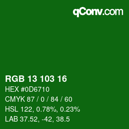 カラーコード: RGB 13 103 16 | qconv.com