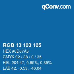 Color code: RGB 13 103 165 | qconv.com