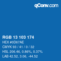 Farbcode: RGB 13 103 174 | qconv.com