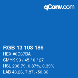 Color code: RGB 13 103 186 | qconv.com