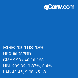 Color code: RGB 13 103 189 | qconv.com