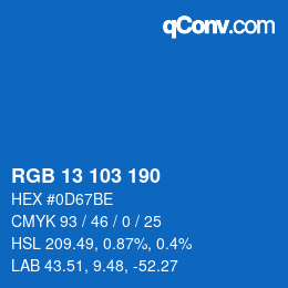 Color code: RGB 13 103 190 | qconv.com