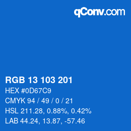 Farbcode: RGB 13 103 201 | qconv.com