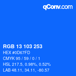カラーコード: RGB 13 103 253 | qconv.com