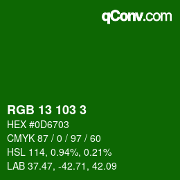 Farbcode: RGB 13 103 3 | qconv.com