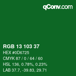 カラーコード: RGB 13 103 37 | qconv.com