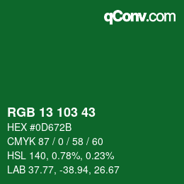 カラーコード: RGB 13 103 43 | qconv.com