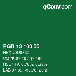 Color code: RGB 13 103 55 | qconv.com