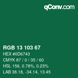 カラーコード: RGB 13 103 67 | qconv.com