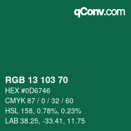 Color code: RGB 13 103 70 | qconv.com