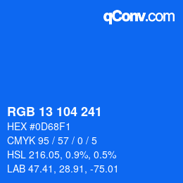Color code: RGB 13 104 241 | qconv.com