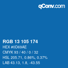 Color code: RGB 13 105 174 | qconv.com