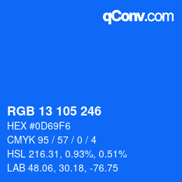 Color code: RGB 13 105 246 | qconv.com