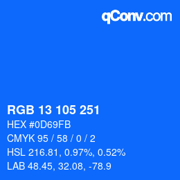 カラーコード: RGB 13 105 251 | qconv.com