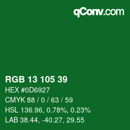Color code: RGB 13 105 39 | qconv.com